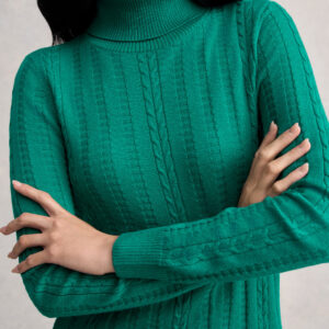 Wool Cable Jumper - Jade