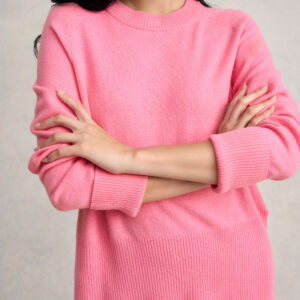 Side Split Merino Wool Jumper - Amaranth Pink