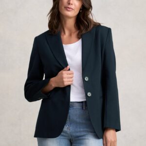 Single Breasted Ponte Blazer - Ink