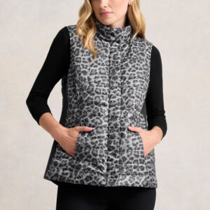 Reversible Puffer Vest - Black Leopard