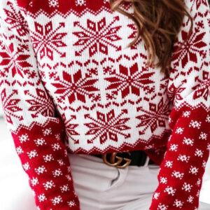 Cozy Snowflake Polka Dot Color Block Sweater
